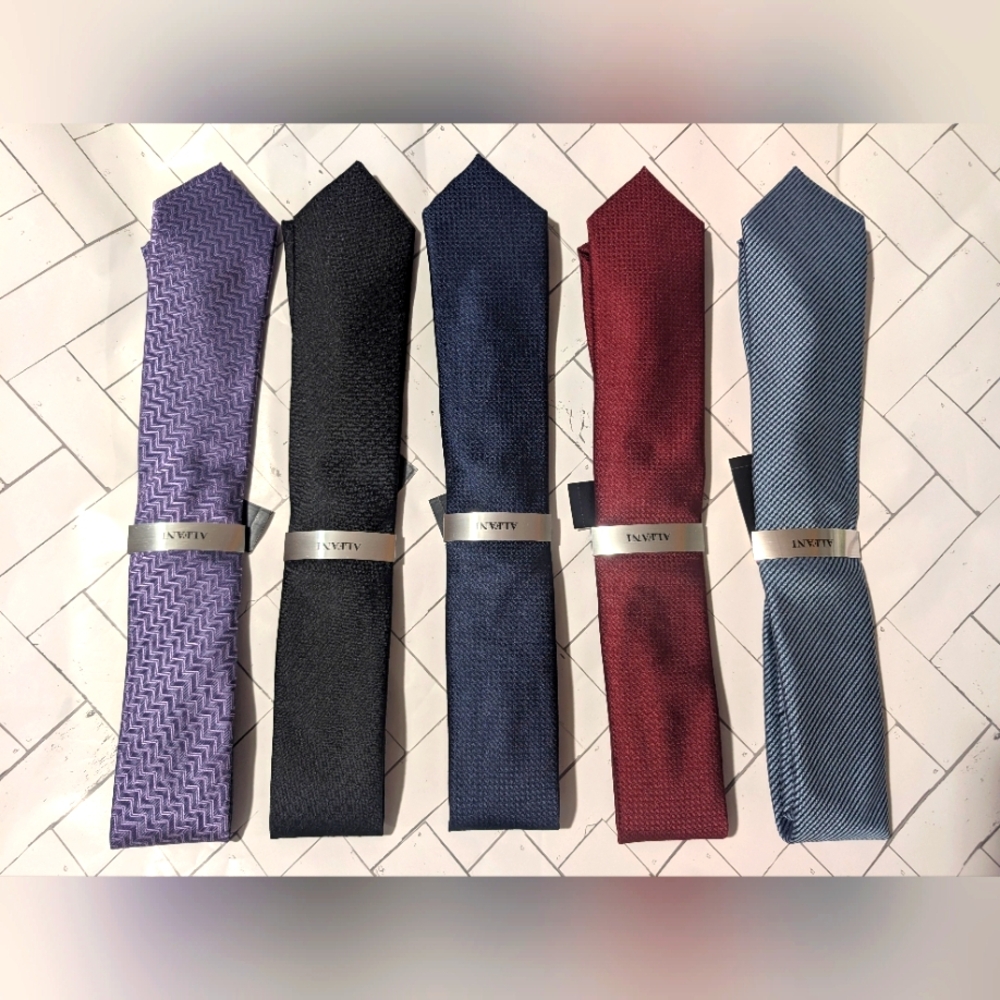 (Bundle)Alfani Purple, Black , Burgundy,Denim And Navy Ties Set.  Accessories